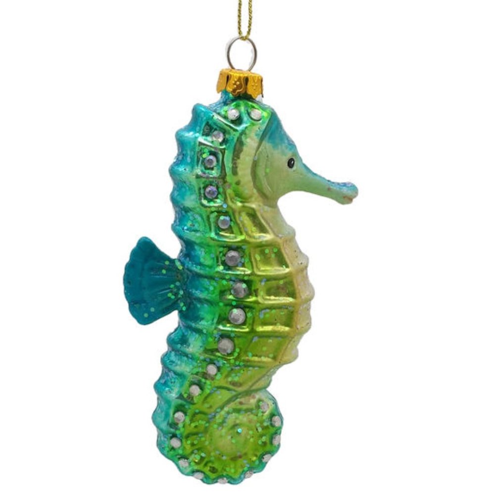 Blown Glass Seahorse Ornament 4.75 Inches